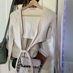 urban outfitters cream wrap around cardigan